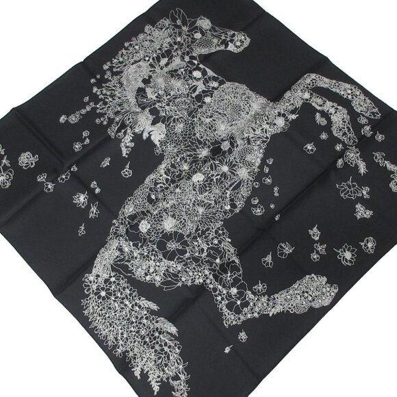 HERMES Carre 90 Black White Scarf - Picture 1 of 4